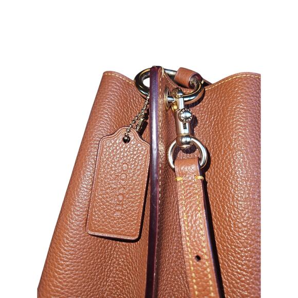 ❤️ Coach 55200 Polished Pebble Leather Charlie Bucket Cognac Crossbody - Picture 5 of 11